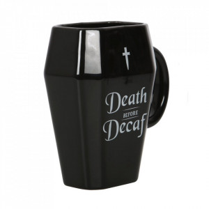 Cana ceramica in forma de cosciug Death before decaf, 310 ml - Img 3