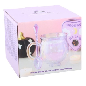 Cana din sticla cu perete dublu si lingurita Cazanul Vrajitoarelor 14 cm - Img 5