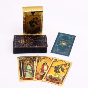 Carti de Tarot Ochiul Atotvazator cu brosura, 78 carti cu folie aurie si albastra