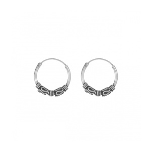 Cercei argint 925 creole mici 12 mm – cercei rotunzi tribali Bali, unisex
