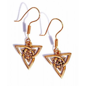 Cercei din bronz in forma de Triunghi cu Nod Celtic