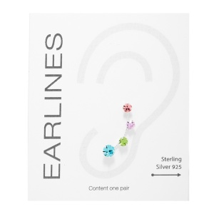 Cercei lungi pe ureche, tip ear climber, argint cu zirconii colorate Aurora Line