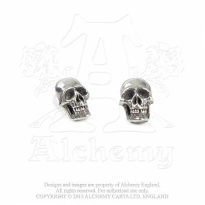 Cercei mici cu surub si tija cranii Mortuarium - Img 2