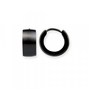 Cercei rotunzi din otel inoxidabil Tortite - negru mat 1.3cm - Img 1
