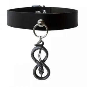 Choker de piele naturala Snake Of Infinity 2cm