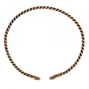 Choker viking din bronz Capete de Corbi