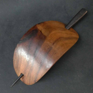 Clama de par sculptata manual din lemn, inchidere cu ac, model clasic 10 cm - Img 2