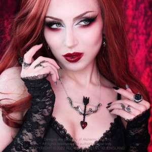 Colier gotic cu lantisor si cristal rosu Alchemy England - Desire Moi - Img 2