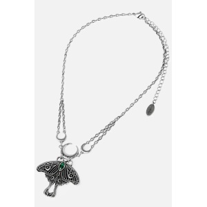 Colier Luna Moth Choker cu molie, cristal verde si semiluni placat cu argint 925 - Img 3