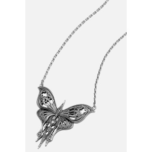 Colier Sanctuary Moth cu motive inspirate de catedralele gotice, placat cu argint 925 - Img 5
