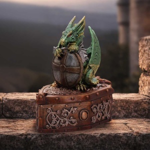 Cutie pentru bijuterii dragon verde Hoard Protector – decor gotic fantasy ( 13.4 cm ) - Img 7