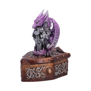 Cutie pentru bijuterii dragon violet Hoard Protector – decor gotic fantasy ( 13.8 cm ) - Img 2
