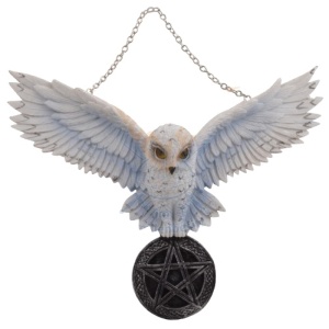 Decoratiune cu agatatoare pentru perete Bufnita cu Pentagrama 25cm - Img 1