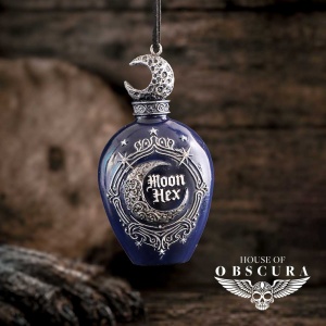 Decoratiune suspendata sticluta de potiuni Moon Hex 9,8 cm - House of Obscura - Img 4