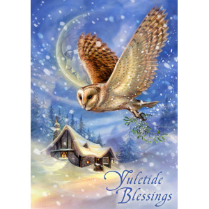 Felicitare Craciun cu bufnita Yuletide Blessings