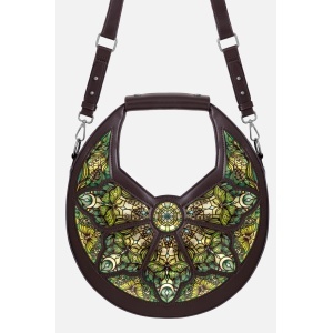 Geanta Botanical Fantasy Greenhouse cu vitraliu floral - Restyle (maro)
