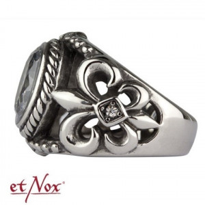 Inel otel inoxidabil cu zirconiu alb Fleur de Lis 2mm - Img 2