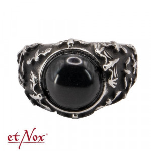 Inel otel inoxidabil cu zirconiu negru Lilieci 1.7cm - Img 5