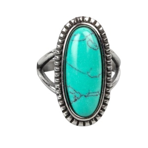 Inel otel inoxidabil Long Turquoise