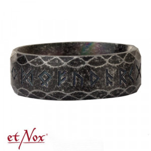 Inel otel inoxidabil negru cu aspect antic Rune 8mm - Img 4