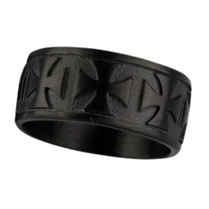 Inel otel inoxidabil negru Iron Cross 1cm