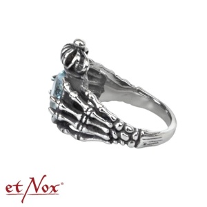 Inel otel inoxidabil pentru indragostiti Claddagh cu mana scheletica 1.9 cm - Img 3