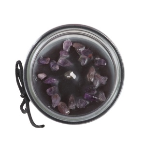 Lumanare cu cristal Ametist mov, cu parfum de iasomie, 21cm - Img 3