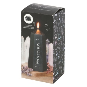 Lumanare neagra cu cristal Obsidian, pentru ritualuri de protectie, 15cm - Img 5