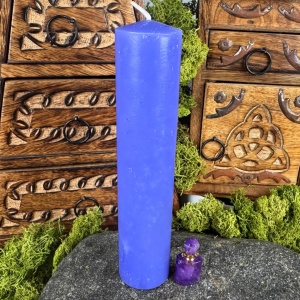 Lumanare ritualica violet mare - Spiritualitate, Intelepciune si Ambitie, 17,5x3.8 cm