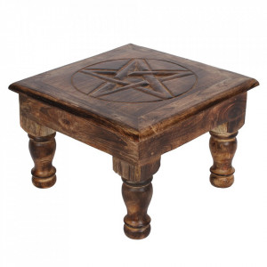 Masuta de altar sculptata din lemn Pentagrama 30 cm