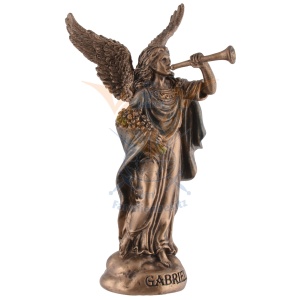 Mini statueta Arhanghelul Gabriel, vestitorul divin, finisaj bronz, 10 cm - Img 3