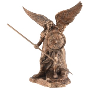 Mini statueta Arhanghelul Rafael, finisaj bronz, 10 cm