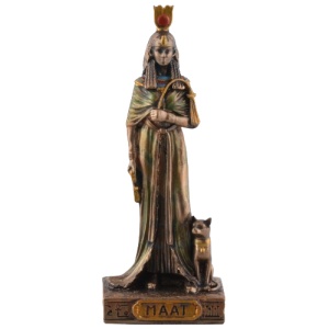 miniatura statueta finisaj bronz cu zeita egipteana Maat