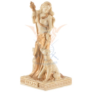 Mini statueta rasina cu finisaj alb marmura, mitologia greaca, Hecate, zeita magiei - Img 2