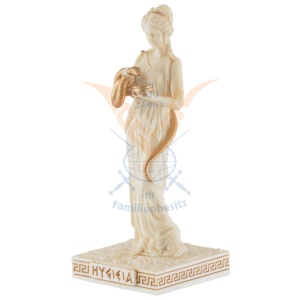 Mini statueta rasina cu finisaj alb marmura, mitologia greaca, Hygieia, zeita sanatatii - Img 8