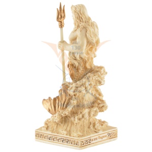 Mini statueta rasina cu finisaj alb marmura, mitologia greaca, Poseidon, zeul marilor - Img 4