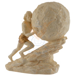 Mini statueta rasina cu finisaj alb marmura, mitologia greaca, Sisif si Lupta Eterna - Img 2