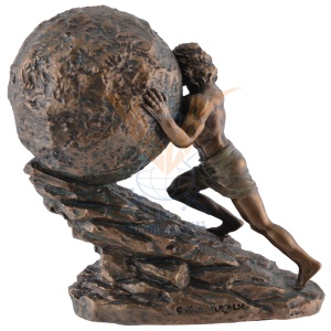 Mini statueta rasina cu finisaj bronz, mitologia greaca, Sisif si Lupta Eterna - Img 6