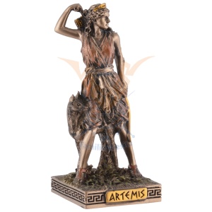 Mini statueta rasina cu finisaj bronz, mitologia greaca, zeita vanatorii Artemis - Img 6