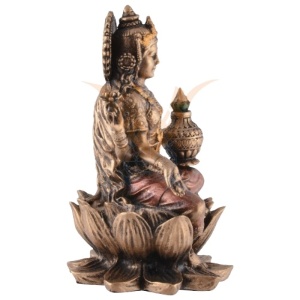 Mini statueta zeita Hindusa Lakshmi, finisaj bronz, 5x8 cm - Img 3