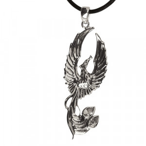 Pandantiv argint cu zirconii albe Phoenix 5.4cm - Img 1