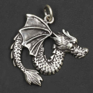 Pandantiv argint Dragonul Norocos Falkor 3.3 cm