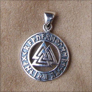Pandantiv argint Nodul viking Wotan cu rune 3cm - Img 3