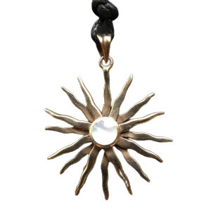 Pandantiv bronz Soare cu Sidef, 4.5 cm - Img 2