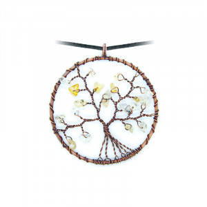 Pandantiv Copacul vietii cu Citrin, talisman pentru Prosperitate 4.5 cm - Img 1