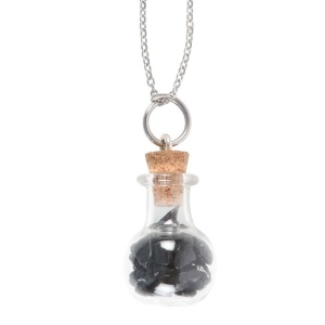 Pandantiv cu cristale de obsidian in sticluta, talisman pentru protectie, Obsidian Crystal Potion - Img 2