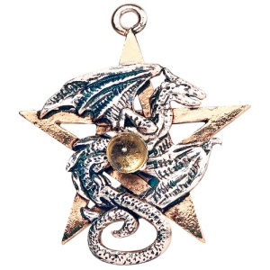 Pandantiv cu lantisor, placat cu argint, Dracogram, Talisman pentru Intuitie