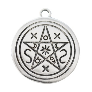Pandantiv cu lantisor placate cu argint Sigils of The Craft - Pentagrama Umbrelor 2.5cm