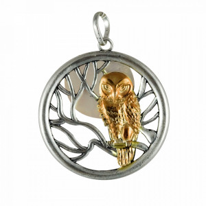 Pandantiv cu lantisor Witches Familiars - Sabbat , placat cu argint, talisman pentru intuitie, 3.8 cm