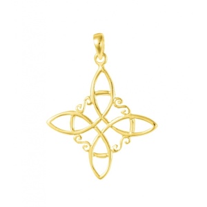 Pandantiv din argint placat cu aur Nodul Vrajitoarelor, talisman pentru protectie, 2.5 cm